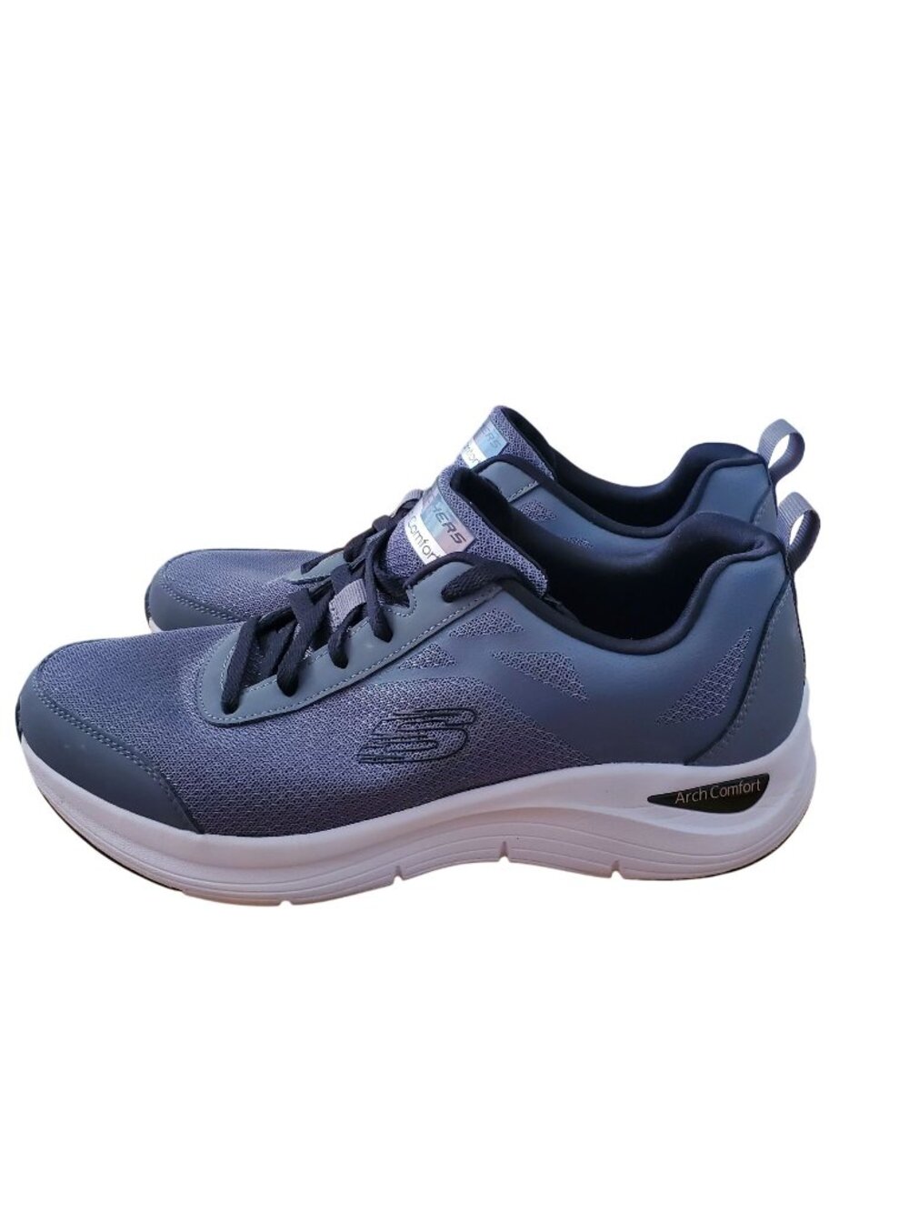 Skechers 10.5 Men's Arch Comfort Sneaker Athletic Shoes Lace-up Activewear Gray